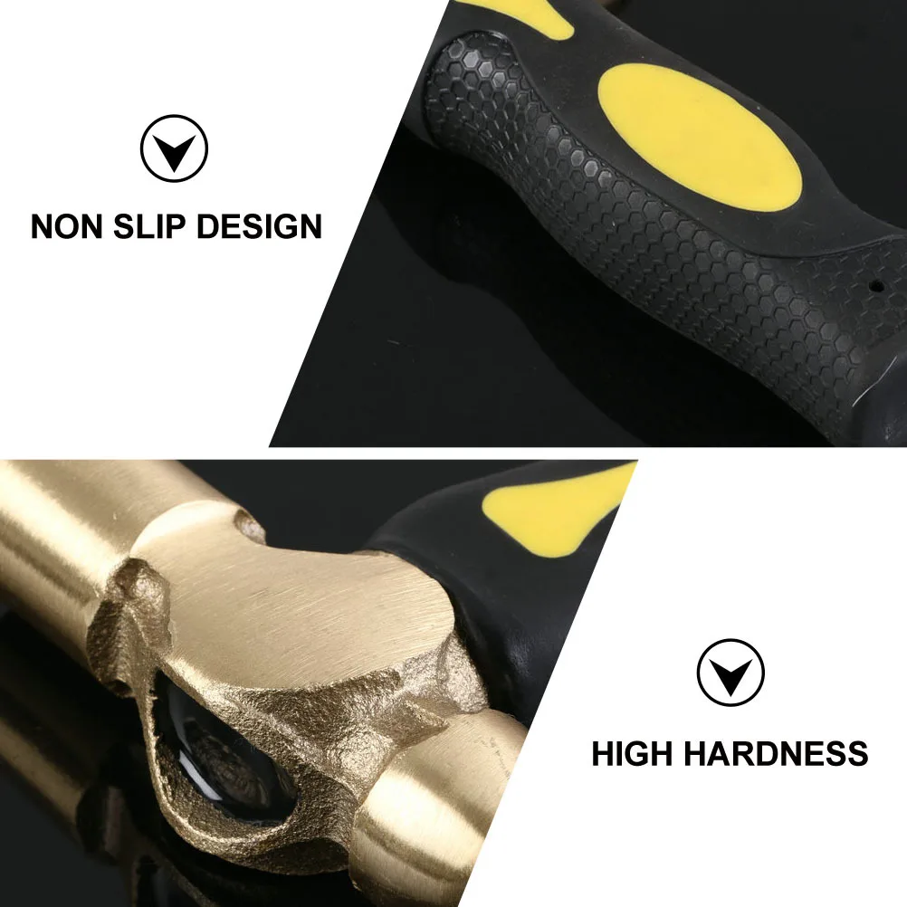 

1Lb Round Head Brass Hammer Double Face Stamping Mallet for Jewelry DIY Metal Art Fine Workmanship Grooved Grip Control