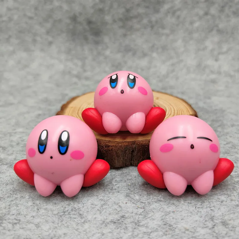 Cute Car Interior 3cm Mini Kawaii Kirby Anime Cartoon Figure ornamenti Desktop Toy Collection Decor regali di compleanno per bambini