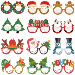 6/12pcs Christmas Paper Glasses Frame Merry Christmas Party Decor Photo Prop Eyeglasses Kid Xmas Gifts Navidad New Year Supplies
