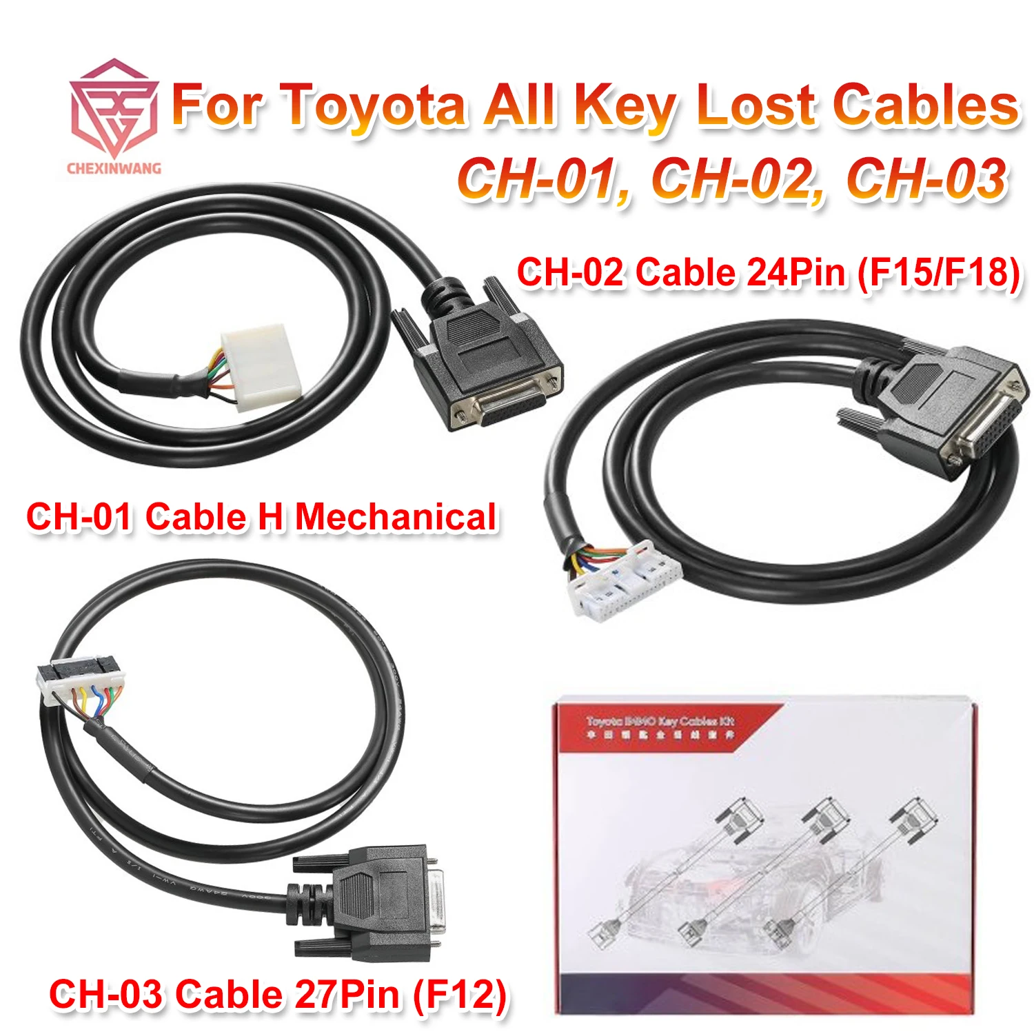 

Launch X431 for Toyota CH-01 H Non-Smart Key CH-02 24-PIN and CH-03 27-PIN Adapters Work for IMMO ELITE/IMMO PLUS