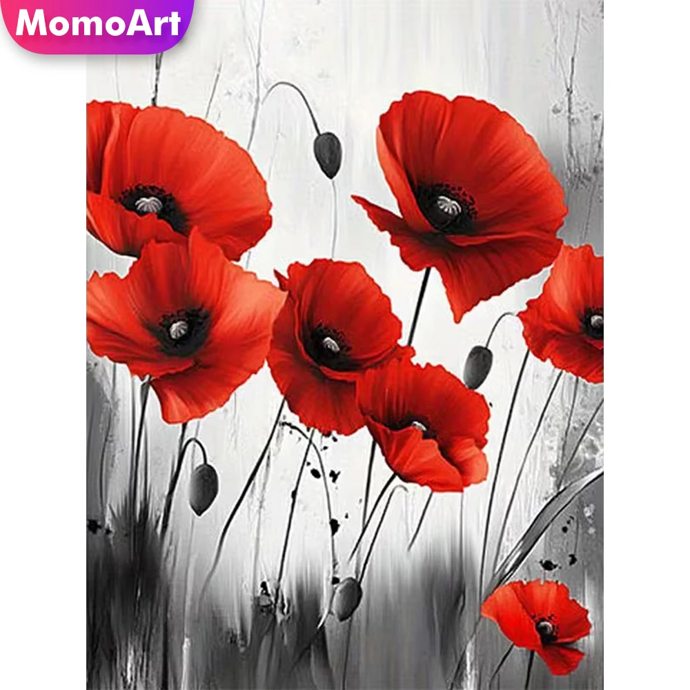 Momoart New Arrival Diamond Embroidery Flower Picture Of Rhinestones Diamond Painting Poppy Cross Stitch 5D DIY Mosaic Wall Art