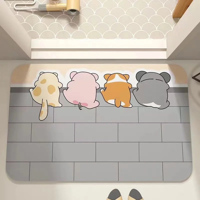 

Cartoon Bathroom Soft Diatomaceous Mud Floor Mat, Bathroom Absorbent Foot Mat, Toilet Sink, Bedroom Mat, Carpet