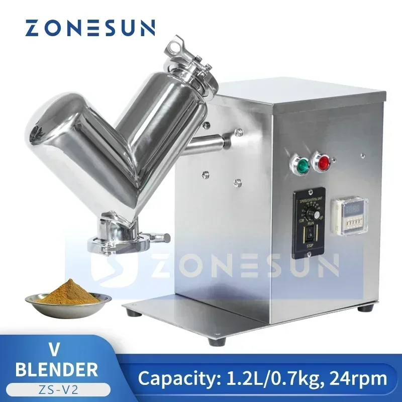 

ZONESUN ZS-V2 Stainless Steel V Blender Powder Mixing Machine for Food, Chemical & Pharmaceutical Dry Powders