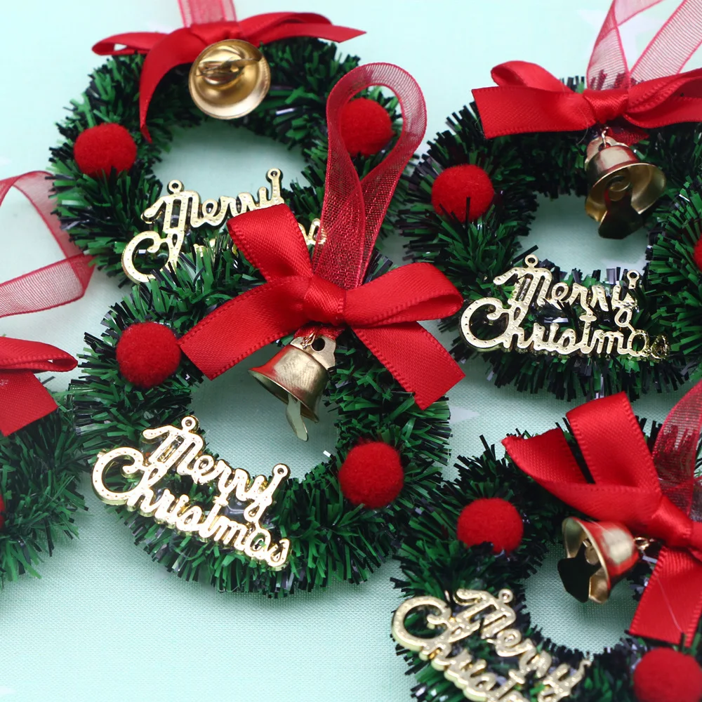 6cm 1:12 Dollhouse Miniature Mini Christmas Garland Wreath  Xmas Wreath Pendant Ornament Navidad New Year Party Supplies