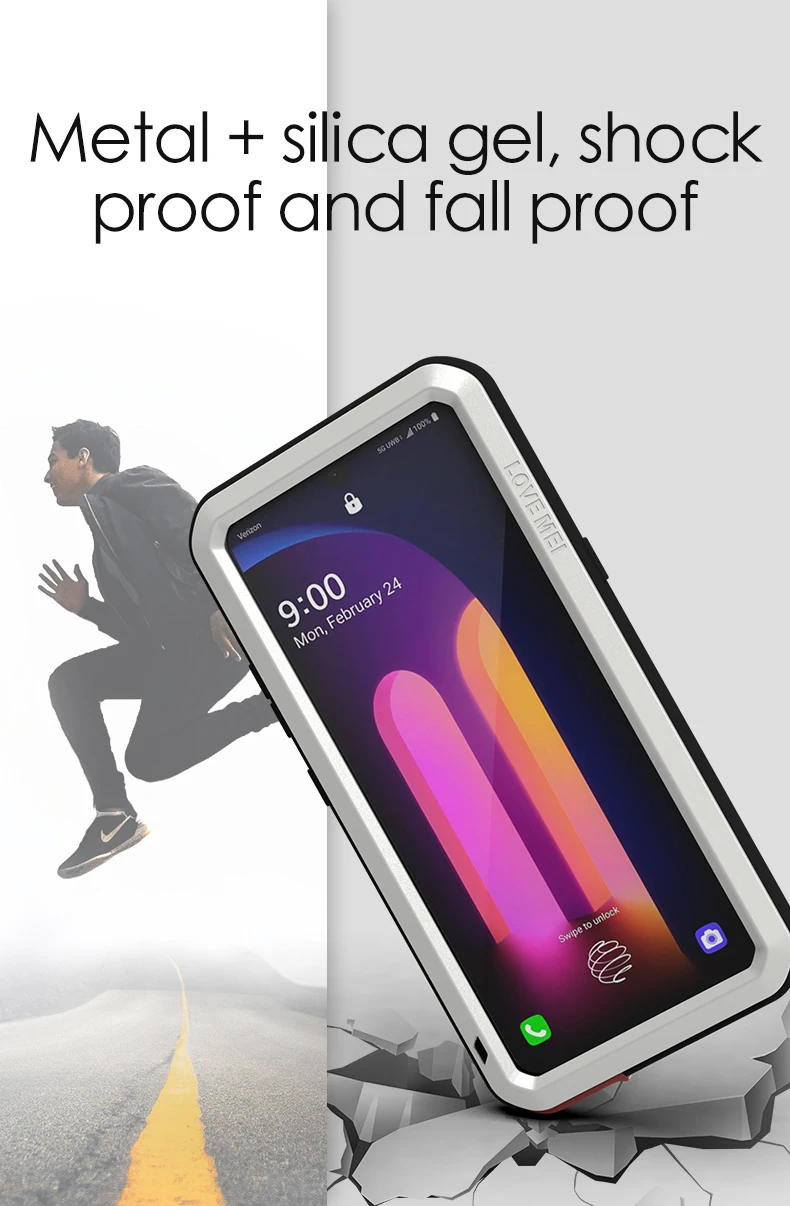 Love Mei Metal Tempered Glass Full Protective Cover For Lg V60 Cases Heavy Duty Armor Shockproof Waterproof Case
