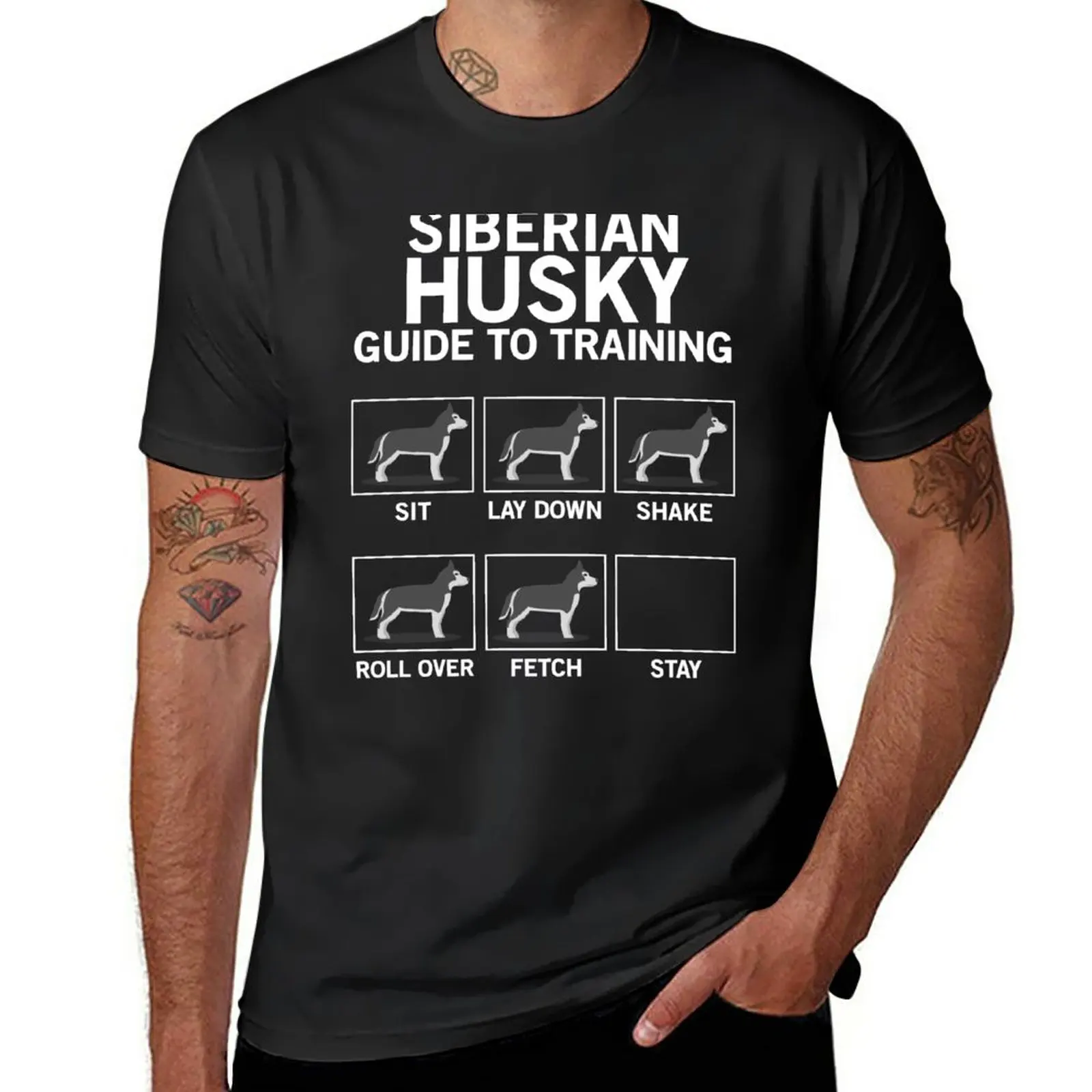 New Siberian husky guide to training T-Shirt korean fashion graphic t shirt mens vintage t shirts