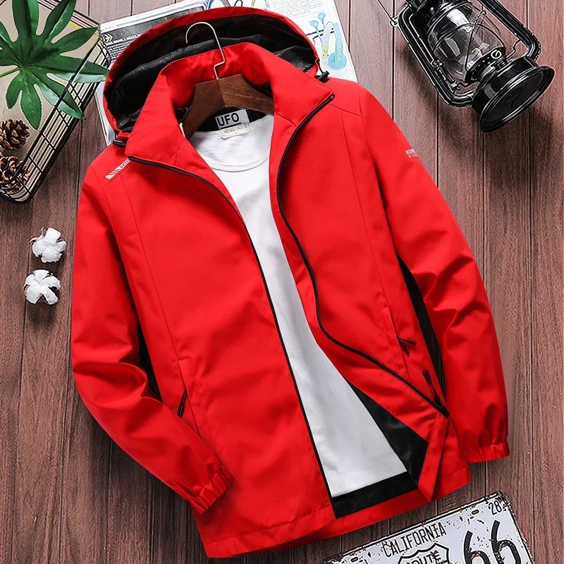 Men\'s Casual Hooded Bomber Jacket Spring Summer Hip Hop Windbreaker Waterproof Sportswear Jackets and Coats Men Clothing 7XL 8XL
