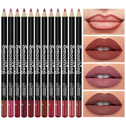 12 Colors Lip Liner Pen Set Fashion Black Rod Waterproof Non-stick Cup Easy To Color Lipstick Pen Makeup for Women Gift