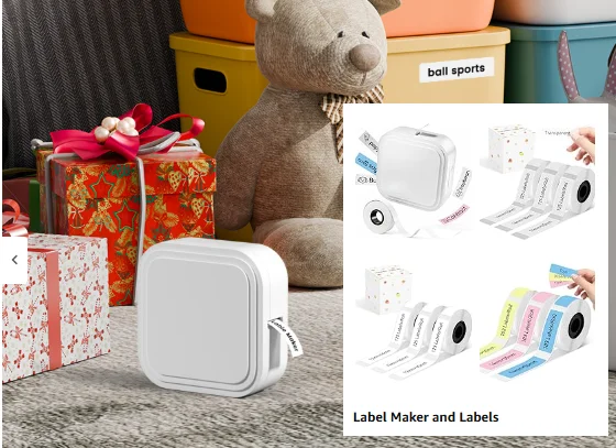 D32 Portable Rechargeable Label Printer with Tape for Organizing Storage with Multiple Templates, Label Machine