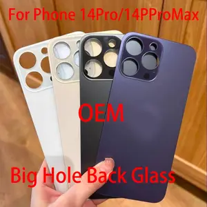 Bilashmart Big Hole Back Glass Cover Iphone 14Pro 14Promax Replacement Part With Tweezer+Engraving Knife+Alcohol Pad+Back Glue Tool