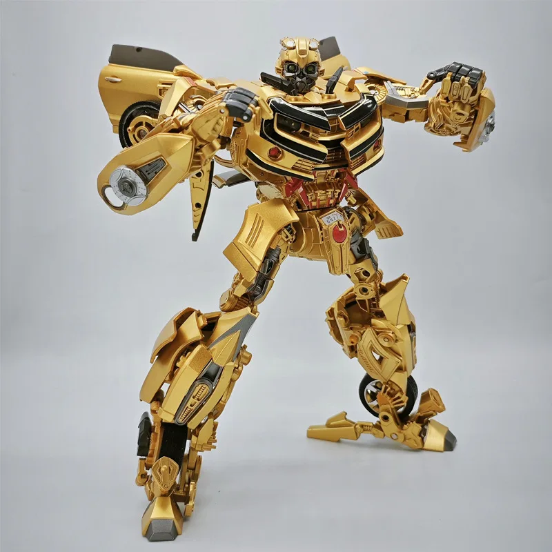 28cm transformação robô brinquedos ouro bumblebee figura de ação liga parcial camaro carro presente natal do menino