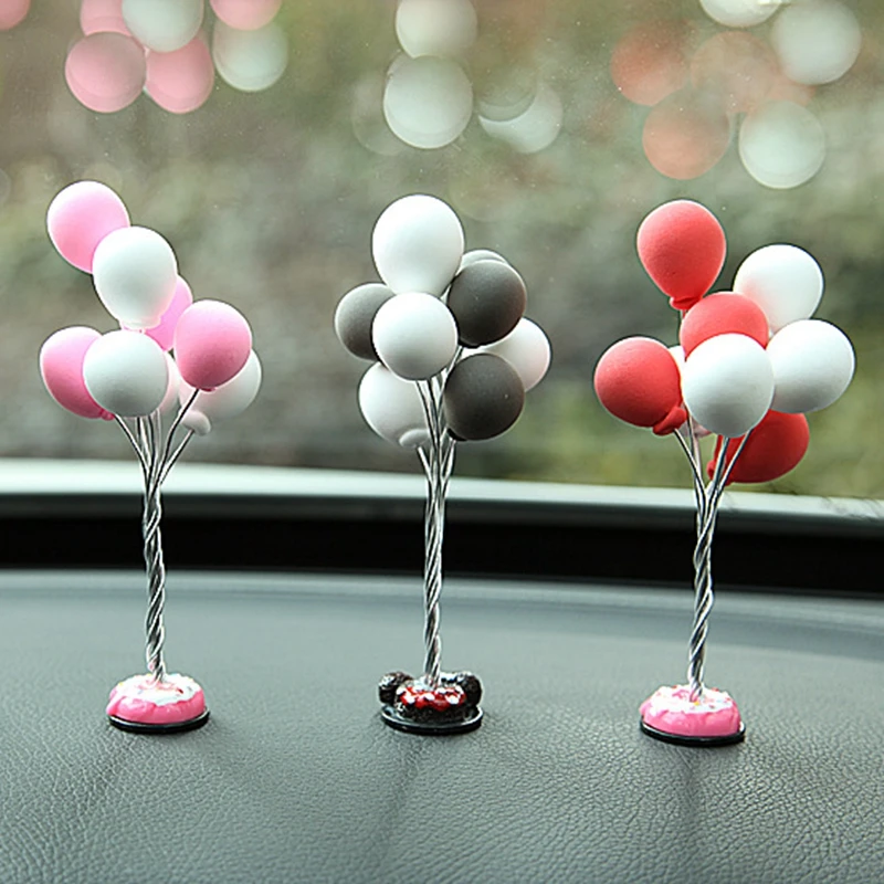 Colorful Balloons Car Decorations Cute Mini Cartoon Car Creative Ornaments Car Accessories for Girls Dashboard Accessories