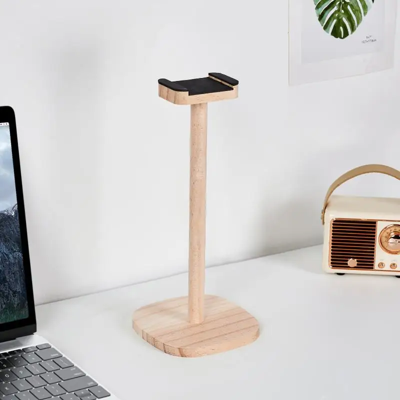 1pc Headphone Stand With Base Universal Headphone Stand Hanger Wooden Headset Storage Rack Multi-Function Detachable Stand