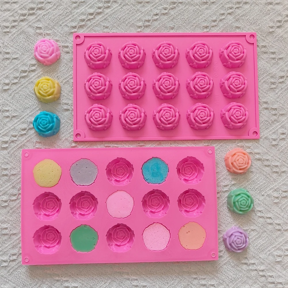 15 cavity rose shaped chocolate cream cake silicone mold, used for DIY mousse cakes, desserts, pastries, baking utensils