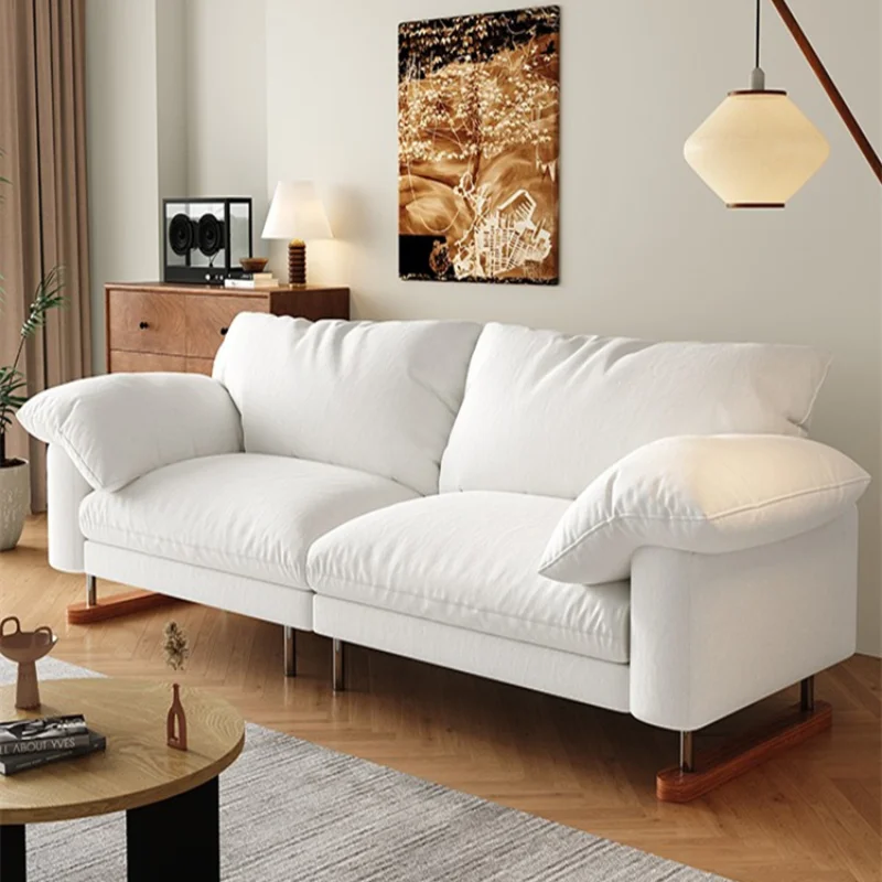 

Lazy linen fabric cloud sofa log design sense living room straight row against the wall high-end furniture