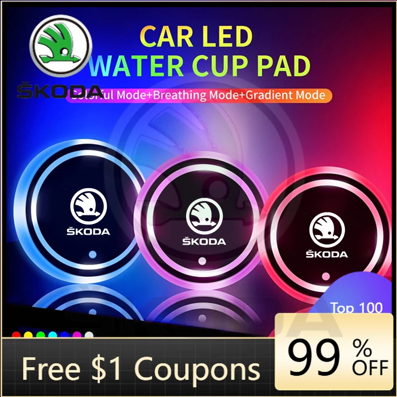 

Новые светящиеся подставки для стаканов (2 шт.) для автомобиля, автомобильный декор для Skoda Octavia 2 3 A5 A7 A8 Fabia Karoq Superb