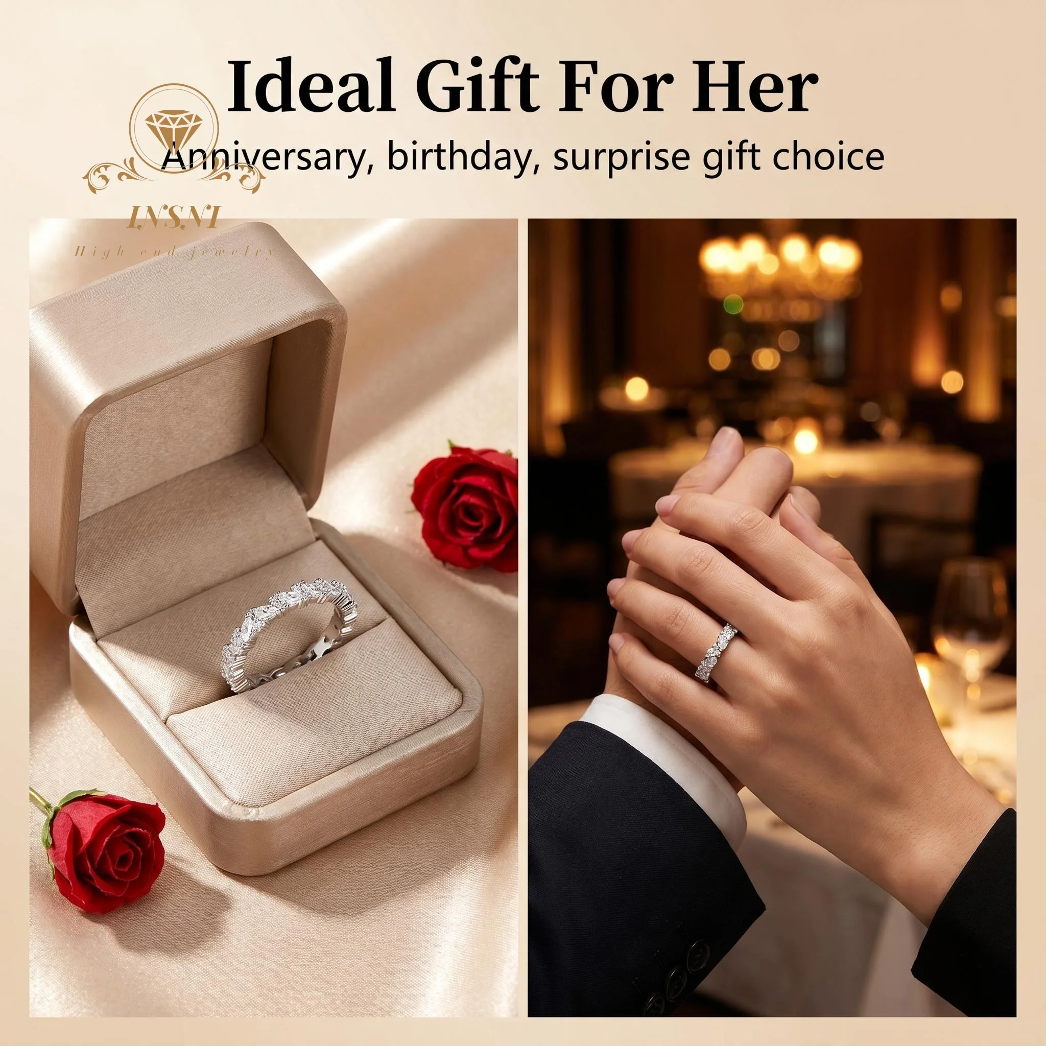 S925 sterling silver moissanite ring women's fashion personality light luxury French ring ins gypsy affordable light luxury gift