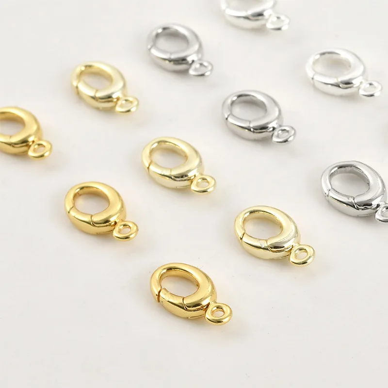 Copper Plated 14k Gold Color Double Ring Buckle Oval Button Head DIY Handmade Pearl Necklace Bracelet Accessories Material