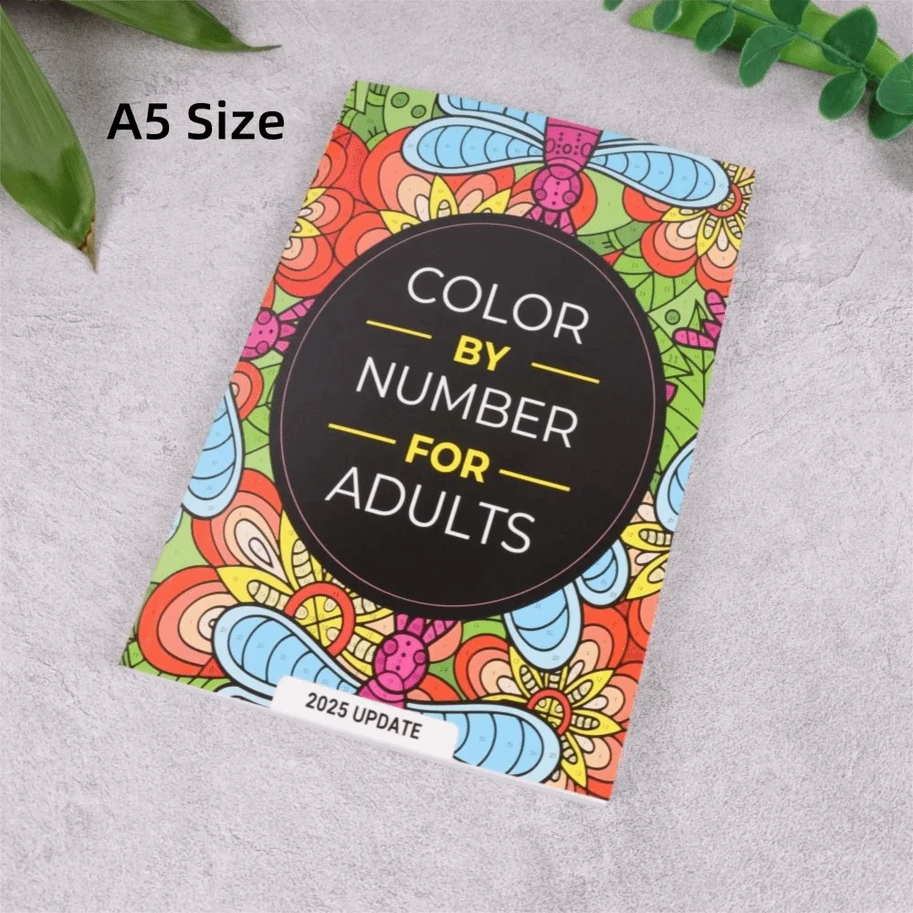 80 Pages Color By Number for Adult Unique Background Stress Relief Coloring Book Anxiety Drawing Painting Book Men Women Teens