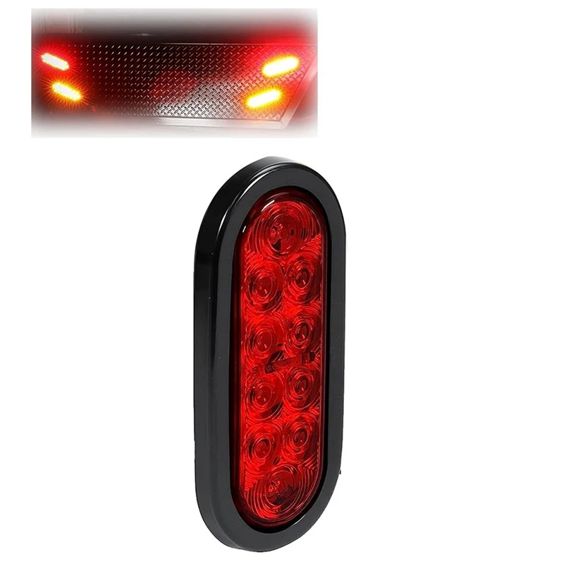 Car Oval 10LED Light Bulbs Brake Lights with Plug12V Turn Signal Lights Universal for Most Cars Trucks Trailer Red