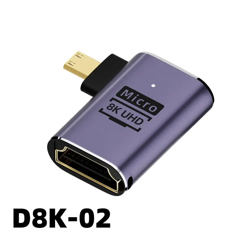 Degree Angled U-shaped L Converter Mini Male to HDMI-compatible 2.1V Female Extension 4K 5K 3D UHD 8K 60Hz Adapter