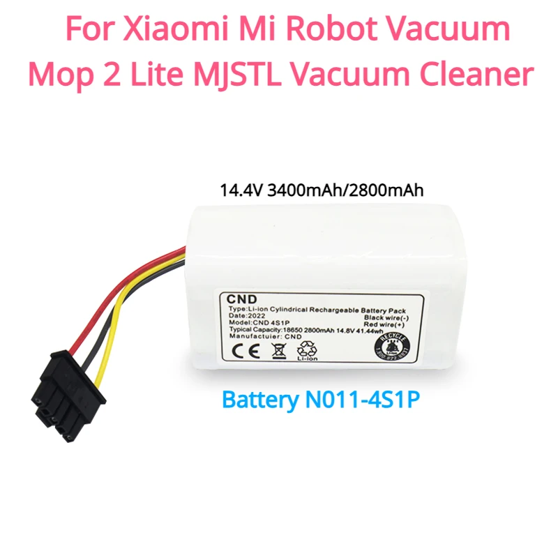 Battery N011-4S1P for Xiaomi Mi Robot Vacuum Mop 2 Lite MJSTL Vacuum Cleaner New 14.4V 3400mAh/2800mAh