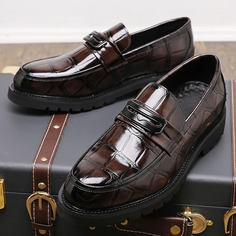 

Luxury Men Business Dress Shoes PU Black Brown British Business Office Fashionable High-quality Loafers Size 38-48 Men Shoes