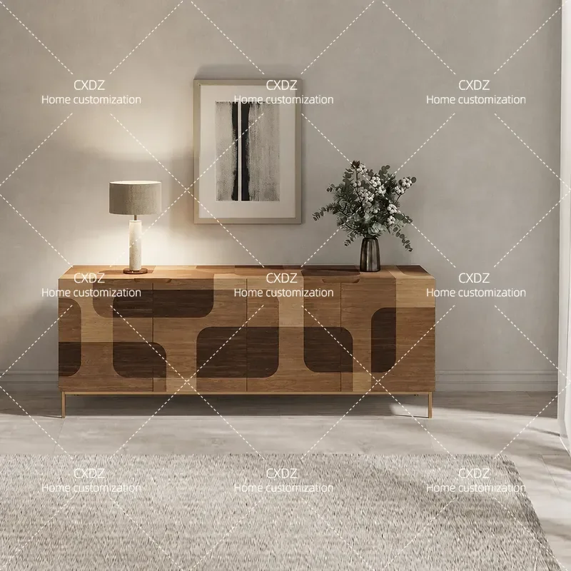 Italian Light Luxury Solid Wood Dining Side Cabinet Living Room Decorative Locker Modern Home Entrance Floor Storage Cabinet