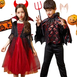 男の子と女の子のためのDisney-Vampireコスプレコスチューム、子供服、ハロウィーン、偽装パーティードレス、豪華な悪魔