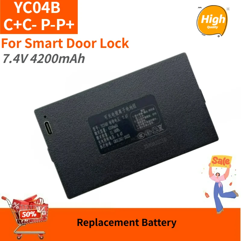 

High Quality YC04B C+C- P-P+ Battery 7.4V 4200mAh for Smart Door Lock Brand New Replacement Battery