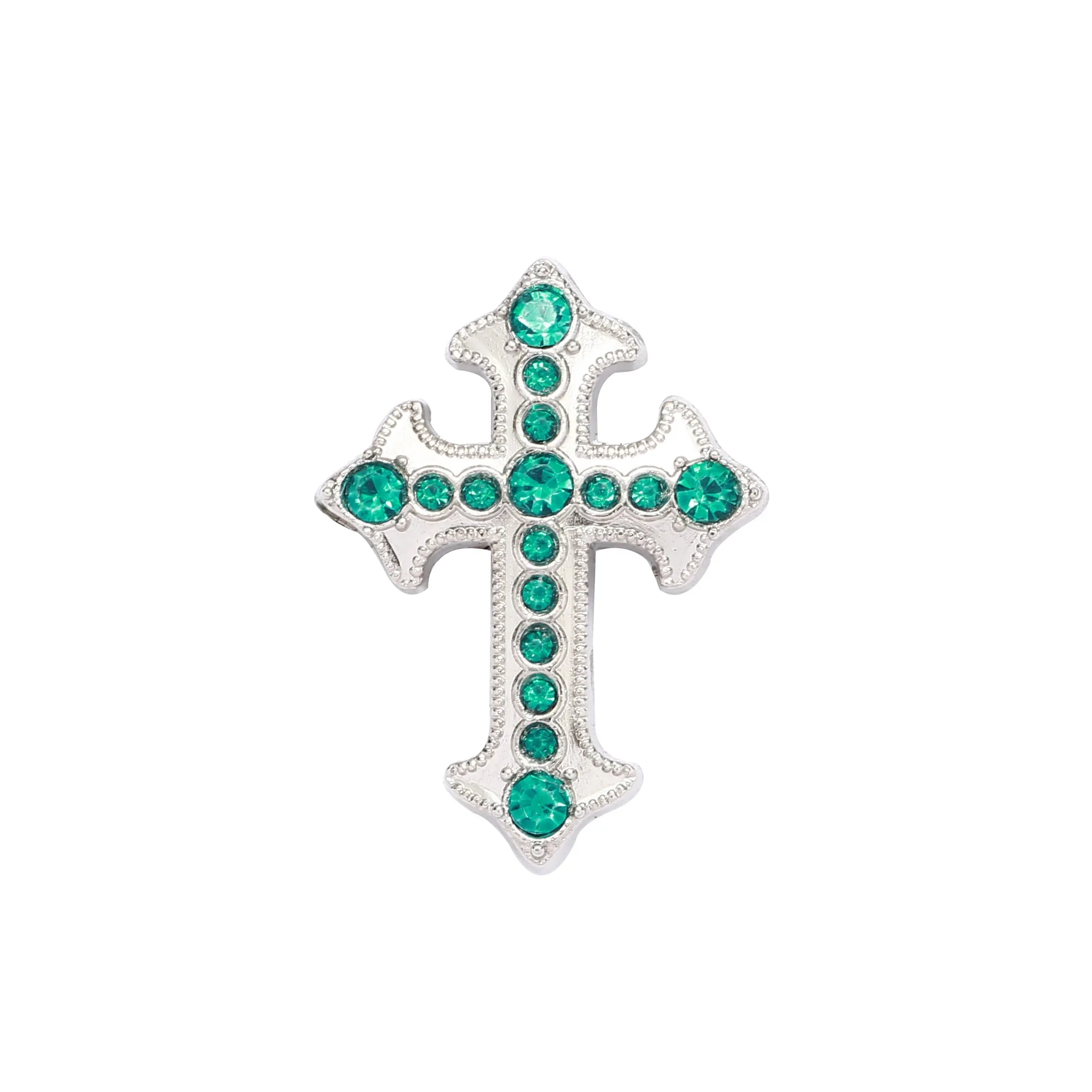 12 stks/partijen Cross rhystone Metalen bloem Conchos witte strass decoratie Riem accessoires accessoires