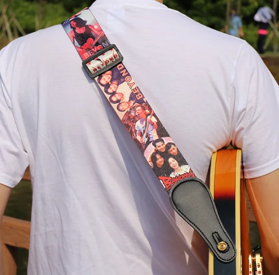 حزام من الجلد للجيتار الشعبي جيتار صوتي يمكن توسيع حزام الجيتار 100 مختلط #4