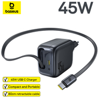Baseus Enercore 45W PD Charger For iPhone Samsung Galaxy Fast Charger GaN Charger USB C Charger Portable Travel Charger