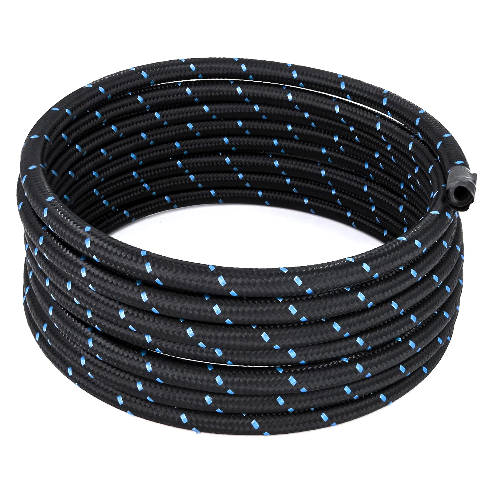 

20FT AN6 3/8" Fuel Hose Oil Pipe Line Oil Rubber NBR Braid line Hose ID 8.71mm OD 14.22mm BLUE BLACK