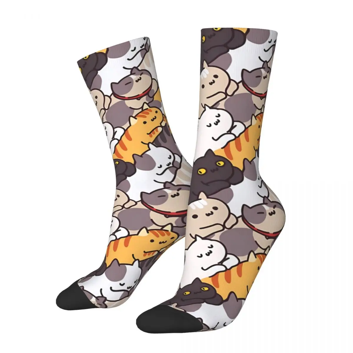 Animal Kittens Cute Cats Laying Down Men Women Socks Windproof Novelty Spring Summer Autumn Winter Stockings Gift