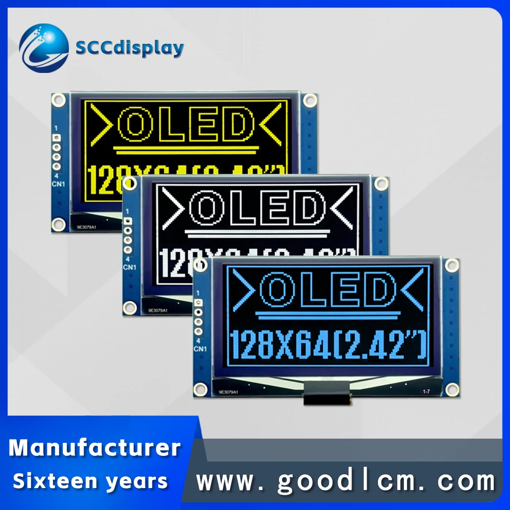 High contrast 2.42-inch OLED 12864 display screen SJXD12864-16A Support IIC/SPI interface premium 128X64 dot matrix LCD screen