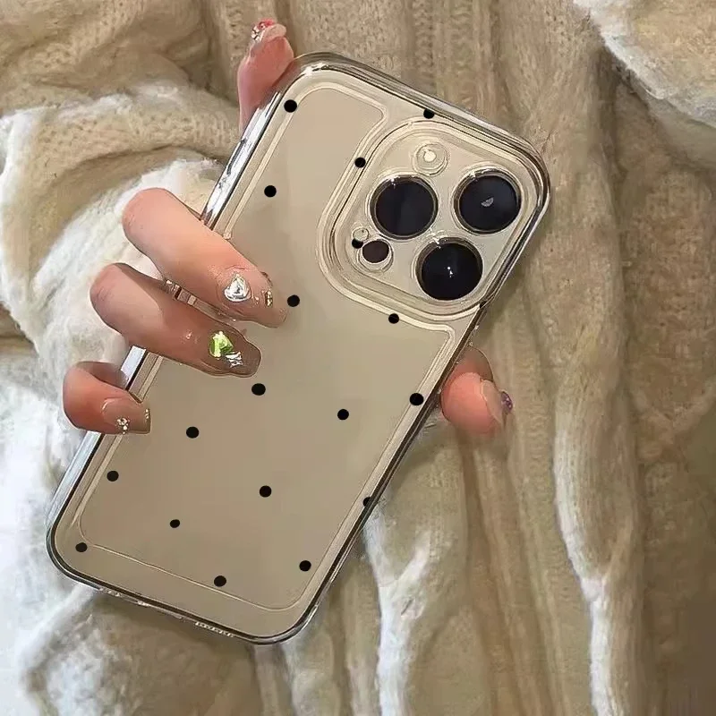 Ins Hot Simple Small Dot Phone Case For iPhone 17 Air 16 15 14 11 Pro Max Plus 13 12 Mini Transparent Shockproof Soft Back Cover view 6