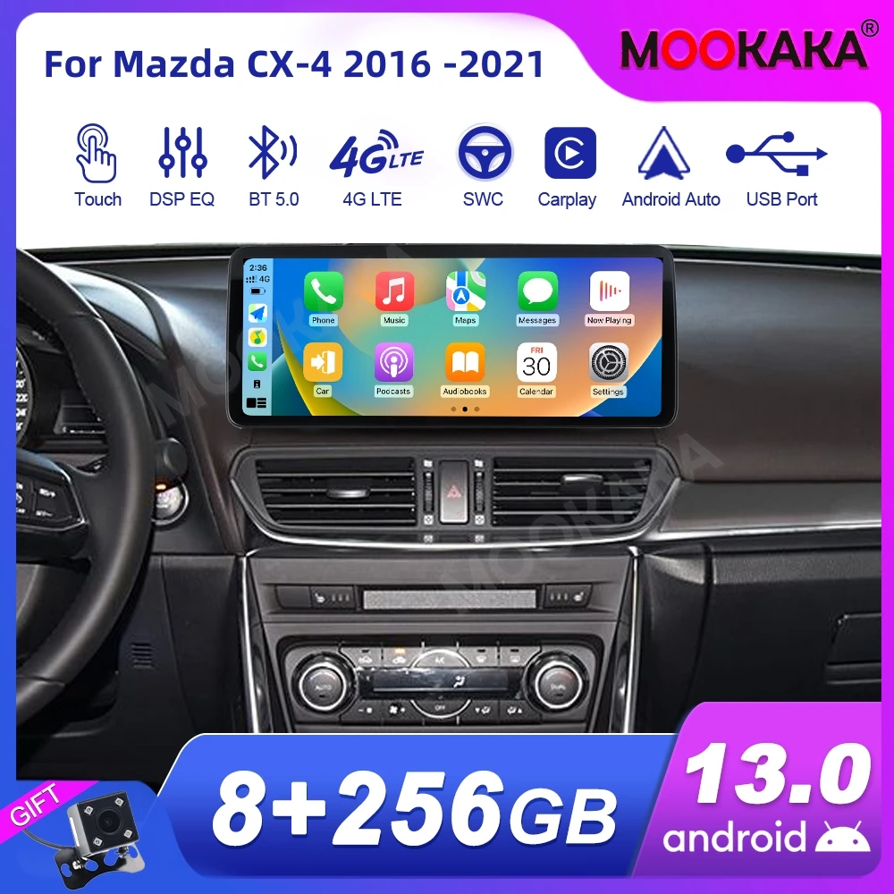 

Android Car Stereo Radio GPS Multimedia Player For Mazda CX-4 2016 -2021 HD Ultra Thin Touch Screen Carplay 12.3" Qualcomm WiFi