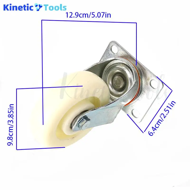 عجلات دوارة عالمية مع بكرات مزدوجة من النايلون PP الأبيض مناسبة لكراسي المكاتب ومركبات التخزين #3