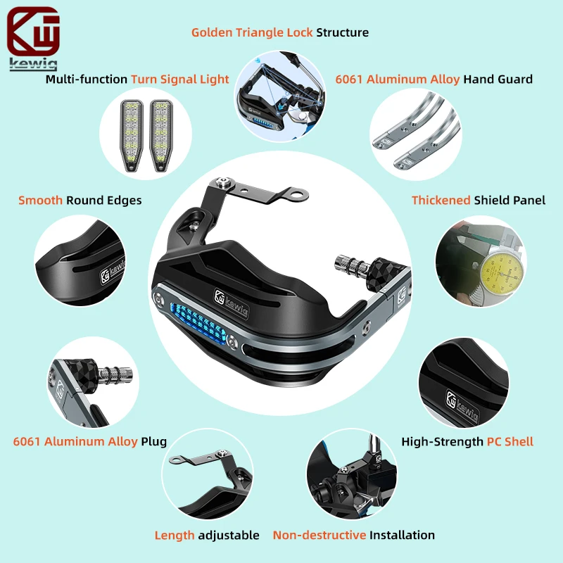 Kewig HSZ-304/308 Mini Handguards CNC Aluminum PC Shell Wind Shield Anti-Crash Motorcycle Hand Guards For Scooter E-Bike