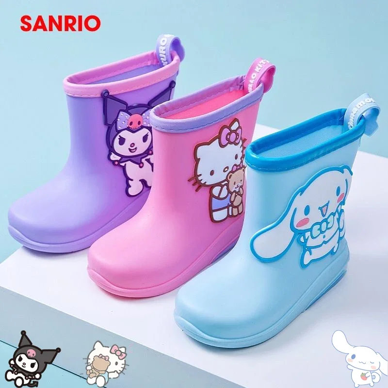 Sanrio Anime Hello Kitty Kuromi Waterproof Shoes Cartoon Kawaii Cinnamoroll Non Slip Wear Resistant Rain Boots Outdoor Low Boots