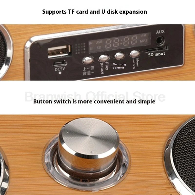 2x3 واط سماعات بلوتوث ستيريو صندوق الصوت اللاسلكي مكبر الصوت المحمول 8H وقت اللعب الصوت TF USB AUX راديو FM للمنزل في الهواء الطلق