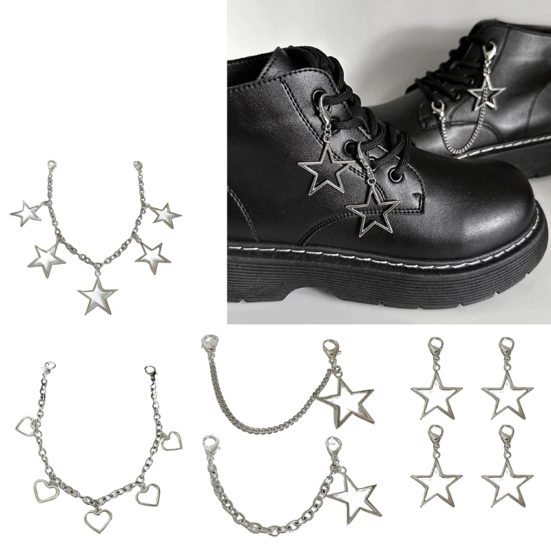 Adjustable Shoe Chain Exaggerated Hollow Star Pendant Martins Boot Chain Versatile Shoe Accessory Gift for Fashion Lover