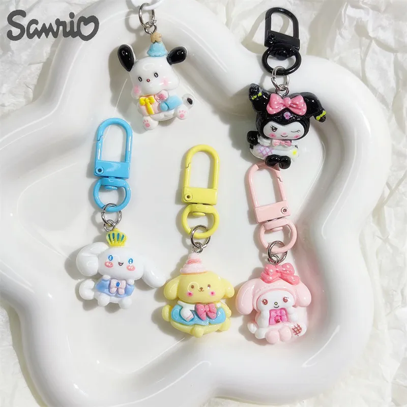 Kawaii Sanrio Kuromi My Melody Keychain Cute Hello Kitty Gift Pendant Keyring Anime Cinnamoroll Pompom Purin Children Keychains