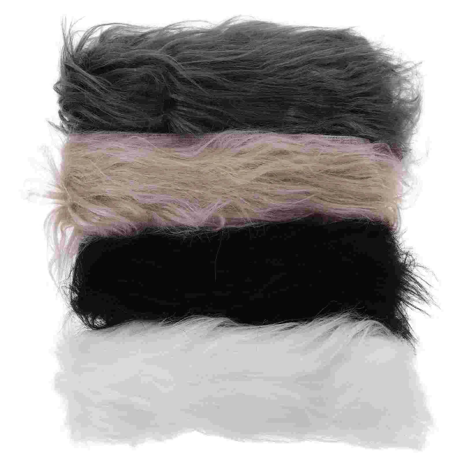 4 Pcs Artificial Beard Wool Faux Fur Blanket Christmas Trim Fabric Strips Nursery Miss