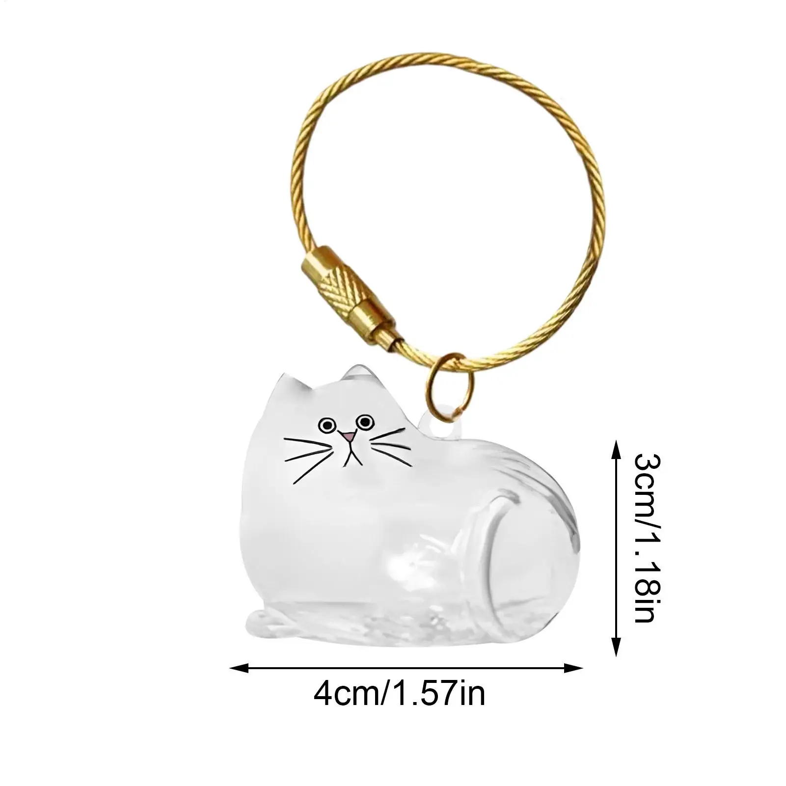 Katzenhaar-Aufbewahrungskapsel Schlüsselanhänger zum Sammeln von Tierhaaren Gedenk-Accessoires Einfach Gestalteter Katzenförmiger Schlüsselanhänger – Detail 15
