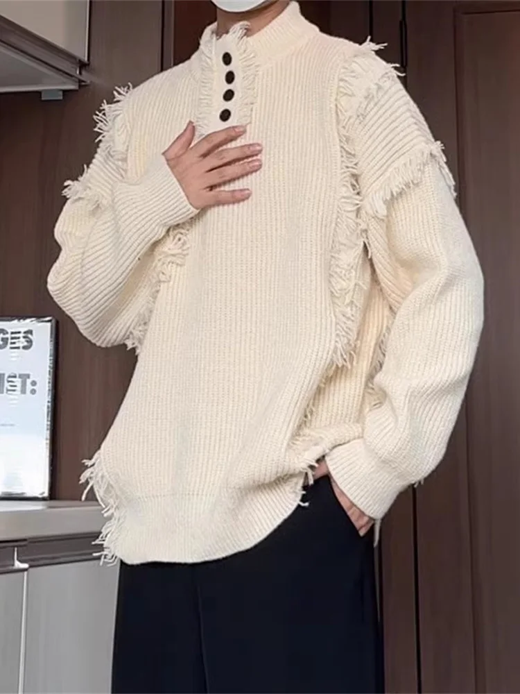 

Men's Winter Thiened Design Knitted Sweater Autumn Winter Sle American Retro Cleanfit Jaet Loose Fit Casual Wear