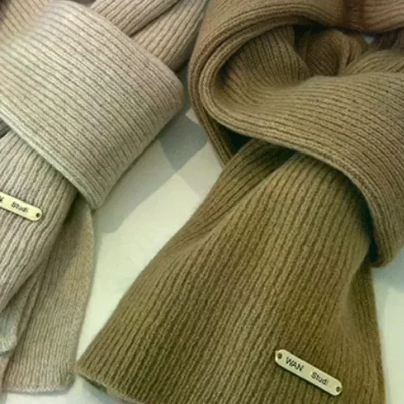 الخريف والشتاء جديد بلون وشاح محبوك للنساء الراقية سميكة الدافئة تنوعا وشاح بسيط