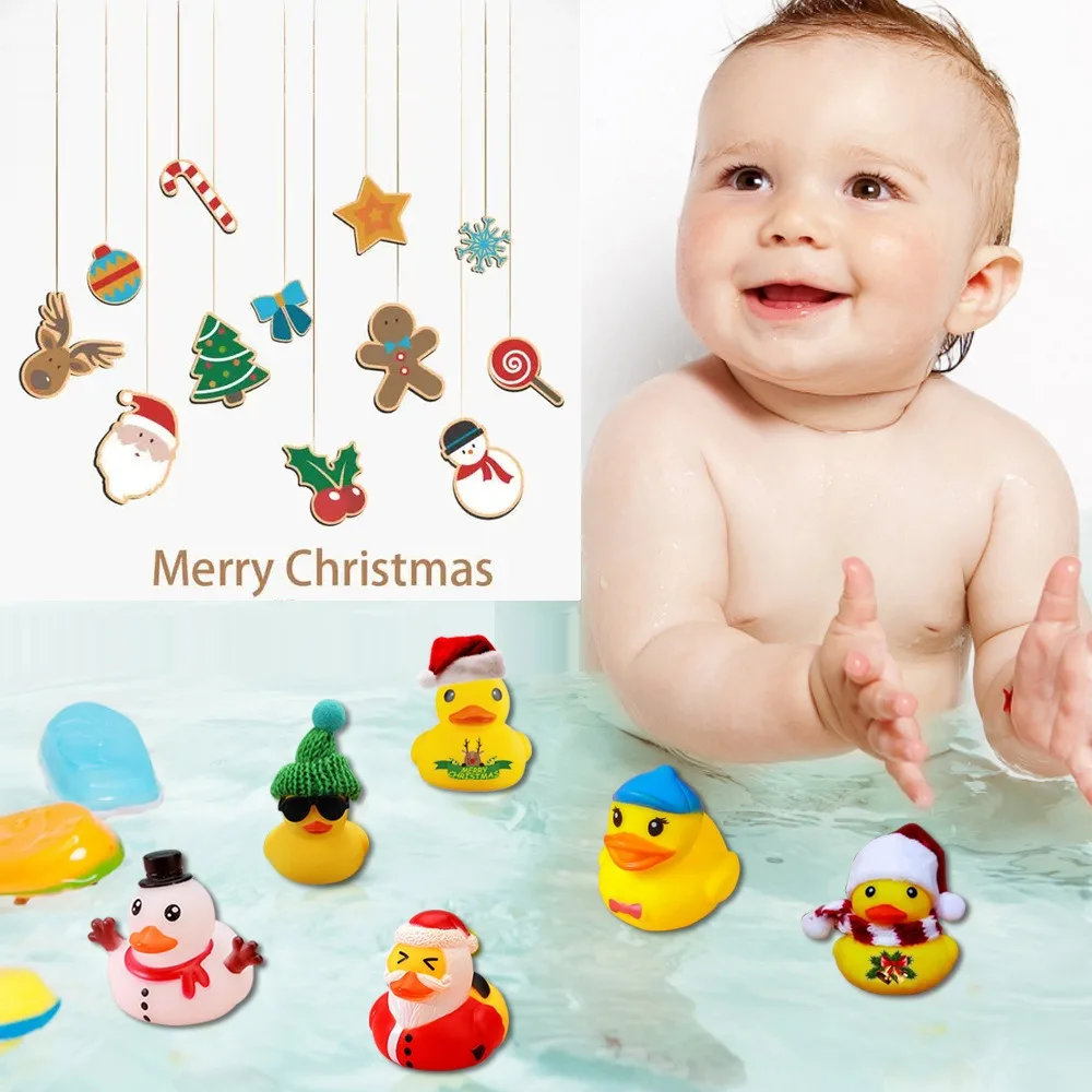 24PCS Countdown Christmas Advent Calendar Favors Creative Rubber Duck Bath Toys 24 Days Surprise Gifts