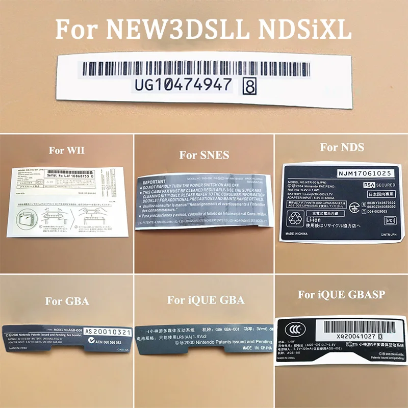 1PC Number Lable Sticker For Nintend NDS SENS Wii Game Console For iQUE GBA SP For New 3DS XL LL NDSi XL NDSL Shell Back Sticker